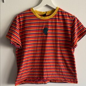 Brain Dead T-Shirt - Red and Yellow Striped size XL